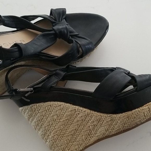Leather Patent Espadrille Wedges - Picture 4 of 7